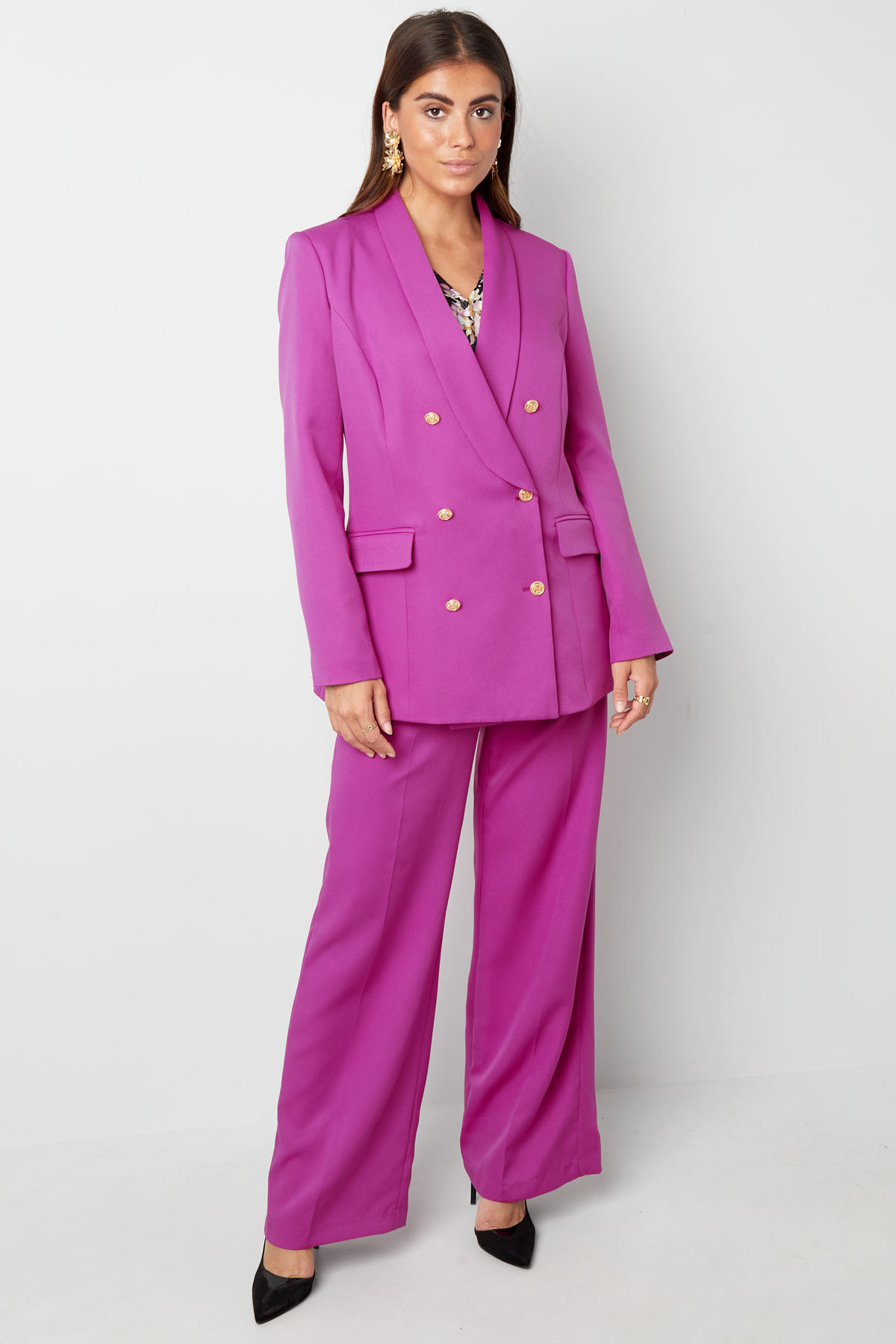 Oversized blazer gold buttons - purple h5 Picture8